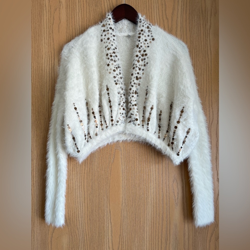 Anthropologie Knitted & Knotted | Women’s SZ XS | Soiree Cardigan Wool Sparkle